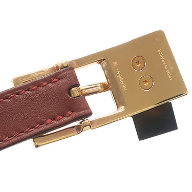 エルメス HERMES ラッキー 15 ルージュアッシュ×カプシーヌ ヴォースイフト ヴォーエプソン #70 ベルト ゴールド金具 赤 リバーシブル カデナモチーフ