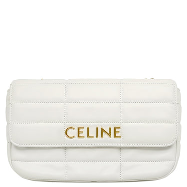セリーヌ CELINE マトラッセ モノクローム 111273EYD.01HT ホワイト レザー ショルダーバッグ ゴールド金具 白 ロゴ チェーンバッグ キルティング