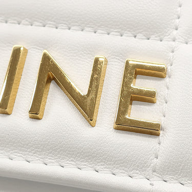 セリーヌ CELINE マトラッセ モノクローム 111273EYD.01HT ホワイト レザー ショルダーバッグ ゴールド金具 白 ロゴ チェーンバッグ キルティング