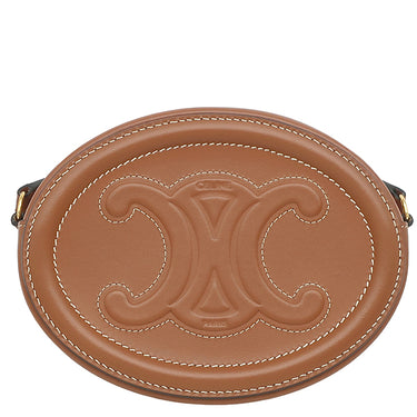 セリーヌ CELINE オーバルパース キュイル トリオンフ 10I703DPQ.02TR タン レザー ショルダーバッグ ゴールド金具 茶 ミニショルダー ポシェット