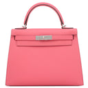 エルメス HERMES ケリー28 外縫い ローズアザレ ヴォーエプソン 2WAYバッグ シルバー金具 ピンク ハンドバッグ ショルダー