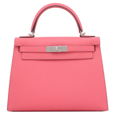 エルメス HERMES ケリー28 外縫い ローズアザレ ヴォーエプソン 2WAYバッグ シルバー金具 ピンク ハンドバッグ ショルダー