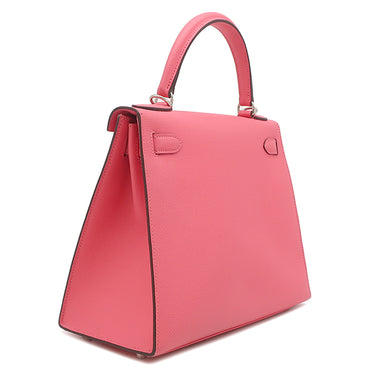 エルメス HERMES ケリー28 外縫い ローズアザレ ヴォーエプソン 2WAYバッグ シルバー金具 ピンク ハンドバッグ ショルダー