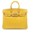 エルメス HERMES バーキン25 ジョーヌアンブル アリゲーターマット ハンドバッグ シルバー金具 黄色 クロコ