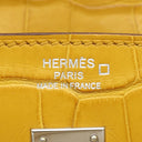 エルメス HERMES バーキン25 ジョーヌアンブル アリゲーターマット ハンドバッグ シルバー金具 黄色 クロコ