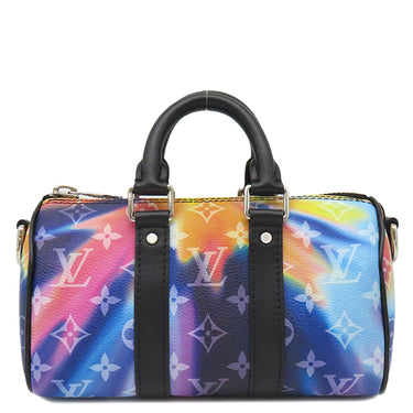 ルイヴィトン LOUIS VUITTON キーポルXS M80953 ブルー系 レザー モノグラムサンセットキャンバス 2WAYバッグ シルバー金具 青 ハンドバッグ ショルダー