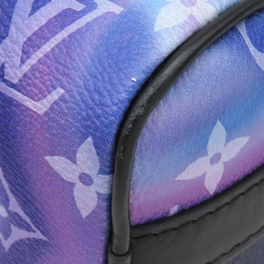 ルイヴィトン LOUIS VUITTON キーポルXS M80953 ブルー系 レザー モノグラムサンセットキャンバス 2WAYバッグ シルバー金具 青 ハンドバッグ ショルダー