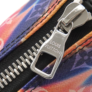ルイヴィトン LOUIS VUITTON キーポルXS M80953 ブルー系 レザー モノグラムサンセットキャンバス 2WAYバッグ シルバー金具 青 ハンドバッグ ショルダー