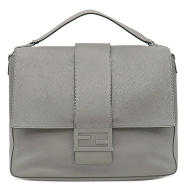 フェンディ FENDI バゲット メッセンジャーバッグ ラージ 7VA536 グレー レザー 2WAYバッグ シルバー金具 ショルダーバッグ
