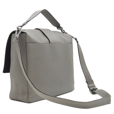 フェンディ FENDI バゲット メッセンジャーバッグ ラージ 7VA536 グレー レザー 2WAYバッグ シルバー金具 ショルダーバッグ