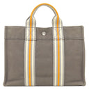 エルメス HERMES フールトゥ PM グレー×オレンジ×ホワイト キャンバス トートバッグ シルバー金具 銀座限定 限定カラー