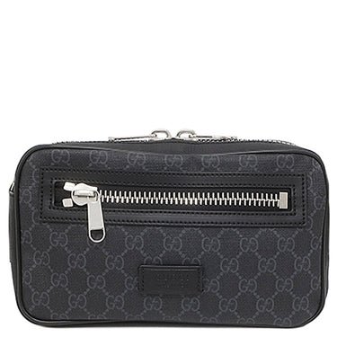 グッチ GUCCI ソフト ベルトバッグ 474293 ブラック GGスプリームキャンバス ボディバッグ シルバー金具 ウェブ ウエストバッグ