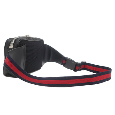 グッチ GUCCI ソフト ベルトバッグ 474293 ブラック GGスプリームキャンバス ボディバッグ シルバー金具 ウェブ ウエストバッグ