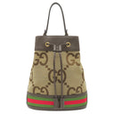 グッチ GUCCI ジャンボGG オフィディア 550621 ベージュ×エボニー レザー ジャンボGGキャンバス 2WAYバッグ ゴールド金具 バケットバッグ ショルダー