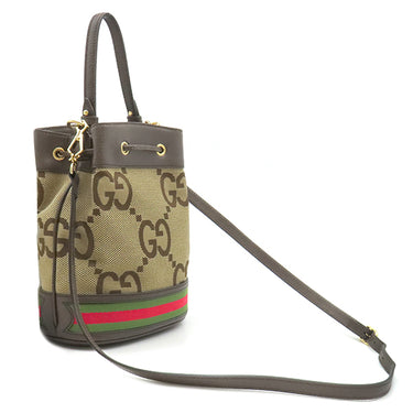 グッチ GUCCI ジャンボGG オフィディア 550621 ベージュ×エボニー レザー ジャンボGGキャンバス 2WAYバッグ ゴールド金具 バケットバッグ ショルダー