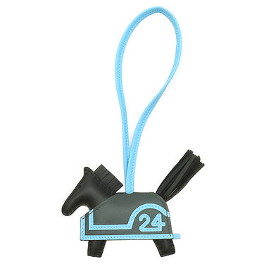 エルメス HERMES ロデオ ロベオ24 PM ノワール×セレスト×ヴェールマングローブ アニョーミロ スイフト バッグチャーム 新品 未使用 黒 水色 カーキ 2026年製