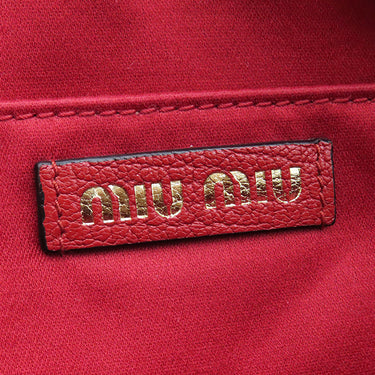 ミュウミュウ MIU MIU エムエムパリス ロゴ ショルダー 5BH116 レッド キャンバス レザー ショルダーバッグ ゴールド金具 赤 総柄 M/M Paris コラボ ジャガード
