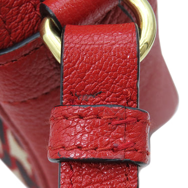 ミュウミュウ MIU MIU エムエムパリス ロゴ ショルダー 5BH116 レッド キャンバス レザー ショルダーバッグ ゴールド金具 赤 総柄 M/M Paris コラボ ジャガード