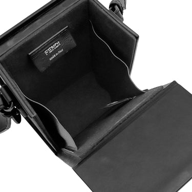フェンディ FENDI ボックス ショルダー 7VA519 ブラック レザー ショルダーバッグ シルバー金具 黒 BOX型 縦型