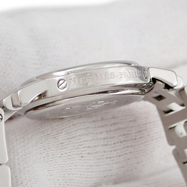 腕時計 エルメス HERMES クリッパー CL4.210 クオーツ レディース ホワイト 白 デイト アラビア ラウンド H型ブレス