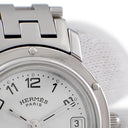 腕時計 エルメス HERMES クリッパー CL4.210 クオーツ レディース ホワイト 白 デイト アラビア ラウンド H型ブレス