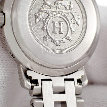 腕時計 エルメス HERMES クリッパー CL4.210 クオーツ レディース ホワイト 白 デイト アラビア ラウンド H型ブレス