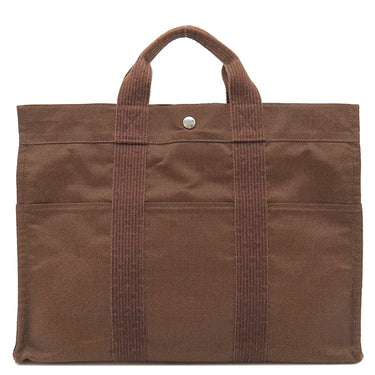 エルメス HERMES エールライントート MM ブラウン キャンバス トートバッグ シルバー金具 鍵・カデナ欠品