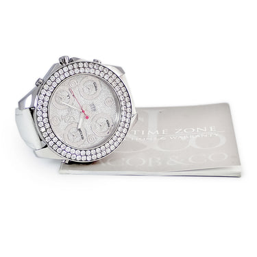 腕時計 ジェイコブ JACOB&CO 5タイムゾーン ジャンボ JC-30JD クオーツ メンズ 純正ダイヤ パヴェ GMT デイト 57mm ビッグフェイス