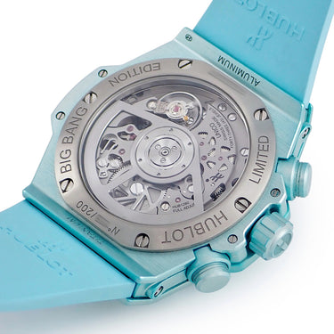 腕時計 ウブロ HUBLOT ビッグバン ウニコ サマー 441.UB.5120.NR 自動巻き メンズ 水色 クロノグラフ スモールセコンド 限定