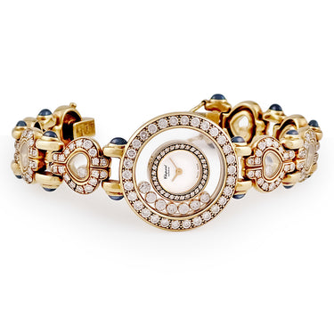 腕時計 ショパール CHOPARD ハッピーダイヤモンド 20/5887-23 クオーツ レディース K18YG無垢 純正ダイヤ&サファイア ムービング