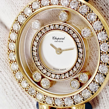 腕時計 ショパール CHOPARD ハッピーダイヤモンド 20/5887-23 クオーツ レディース K18YG無垢 純正ダイヤ&サファイア ムービング