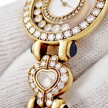 腕時計 ショパール CHOPARD ハッピーダイヤモンド 20/5887-23 クオーツ レディース K18YG無垢 純正ダイヤ&サファイア ムービング