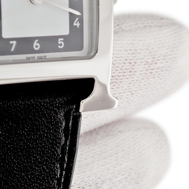 腕時計 エルメス HERMES Hウォッチ PM HH1.210 クオーツ レディース ホワイト ブラック アラビア スクエア H型