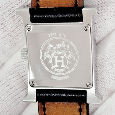 腕時計 エルメス HERMES Hウォッチ PM HH1.210 クオーツ レディース ホワイト ブラック アラビア スクエア H型