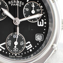 腕時計 エルメス HERMES クリッパー クロノグラフ CL1.310 クオーツ レディース ブラック アラビア デイト スモールセコンド