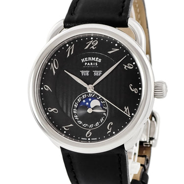 腕時計 エルメス HERMES グランドリュンヌ マキシム アルソー AR8.810 自動巻き メンズ 黒 ムーンフェイズ トリプルカレンダー