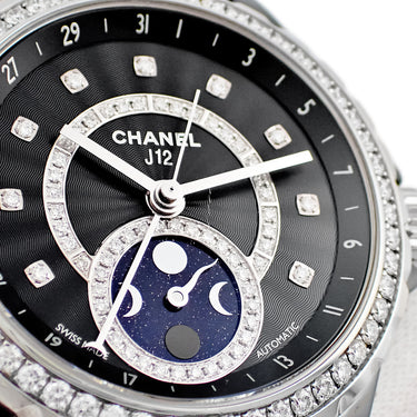 腕時計 シャネル CHANEL J12 ファーズ ドゥ リュヌ H3407 自動巻き メンズ 純正ダイヤ ブラック セラミック ムーンフェイズ