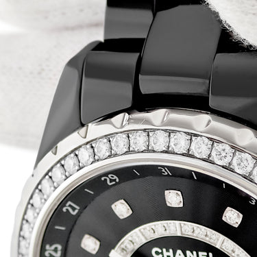 腕時計 シャネル CHANEL J12 ファーズ ドゥ リュヌ H3407 自動巻き メンズ 純正ダイヤ ブラック セラミック ムーンフェイズ