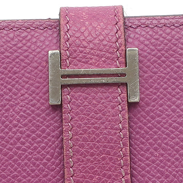 エルメス HERMES ベアンスフレ シクラメン ヴォーエプソン 長財布 シルバー金具 紫
