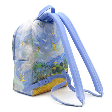ルイヴィトン LOUIS VUITTON ゴッホ パームスプリングス M43374 ブルー PVC リュック・デイパック ゴールド金具 マスターズコレクション メタリックブルー金具