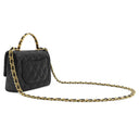 シャネル CHANEL スモール トップハンドル フラップ AS4023 ブラック ラムスキン シャイニーラムスキン 2WAYバッグ ゴールド金具 ハンドバッグ