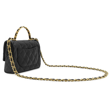 シャネル CHANEL スモール トップハンドル フラップ AS4023 ブラック ラムスキン シャイニーラムスキン 2WAYバッグ ゴールド金具 ハンドバッグ