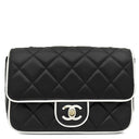 シャネル CHANEL ミニフラップバッグ AS5150 ブラック×ホワイト ラムスキン ショルダーバッグ シャンパンゴールド金具 バイカラー