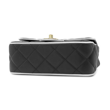 シャネル CHANEL ミニフラップバッグ AS5150 ブラック×ホワイト ラムスキン ショルダーバッグ シャンパンゴールド金具 バイカラー