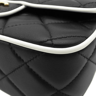 シャネル CHANEL ミニフラップバッグ AS5150 ブラック×ホワイト ラムスキン ショルダーバッグ シャンパンゴールド金具 バイカラー