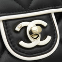 シャネル CHANEL ミニフラップバッグ AS5150 ブラック×ホワイト ラムスキン ショルダーバッグ シャンパンゴールド金具 バイカラー