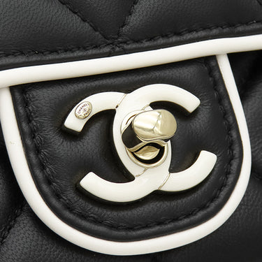 シャネル CHANEL ミニフラップバッグ AS5150 ブラック×ホワイト ラムスキン ショルダーバッグ シャンパンゴールド金具 バイカラー