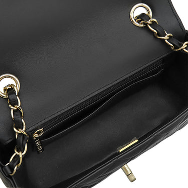 シャネル CHANEL ミニフラップバッグ AS5150 ブラック×ホワイト ラムスキン ショルダーバッグ シャンパンゴールド金具 バイカラー