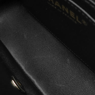 シャネル CHANEL ミニフラップバッグ AS5150 ブラック×ホワイト ラムスキン ショルダーバッグ シャンパンゴールド金具 バイカラー