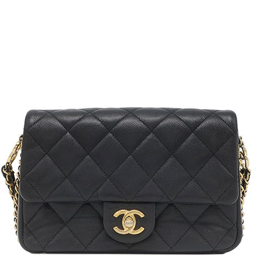 シャネル CHANEL マトラッセ チェーンショルダー ブラック キャビアスキン ショルダーバッグ ゴールド金具 シングルフラップ ココマーク